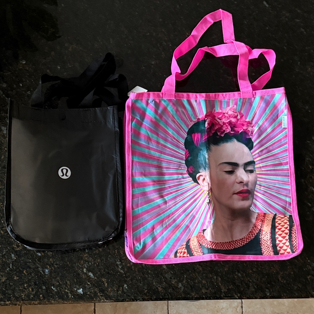 Lululemon Athletica Black and Pink Tote Set